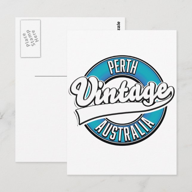 Perth Australien vintage logotyp Vykort (Fram/baksida)