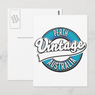 Perth Australien vintage logotyp Vykort
