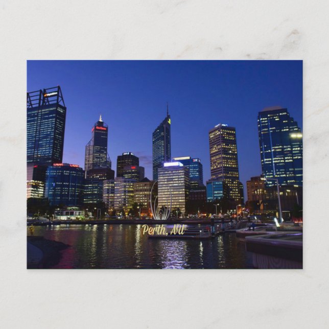 Perth, Australiens cityscape-foto Vykort (Framsida)