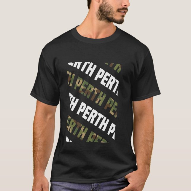 Perth Camo Mönster Grönt Camouflage T Shirt (Framsida)