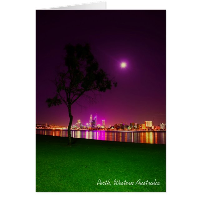 Perth City Ljus från Södra Perth Foreshore Hälsningskort (Framsidan)