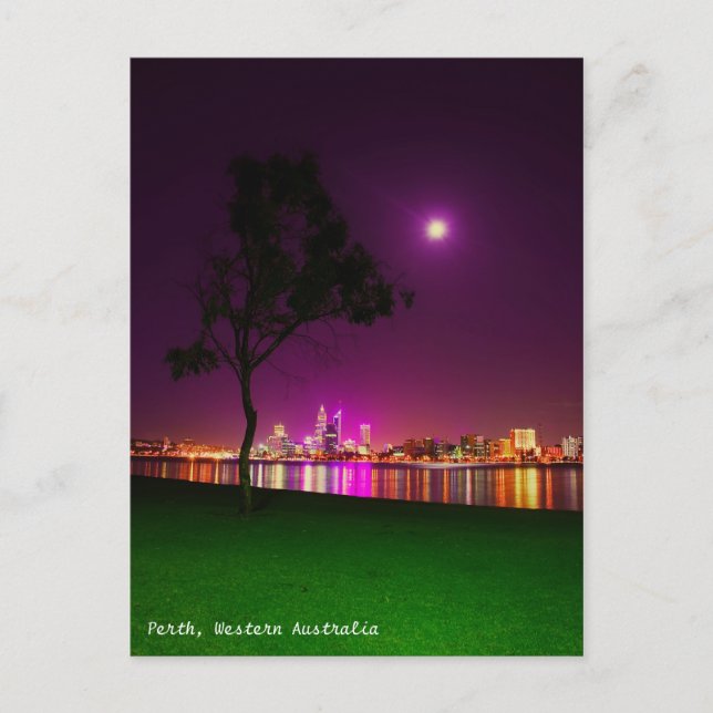 Perth City Ljus från South Perth Foreshore Vykort (Framsida)
