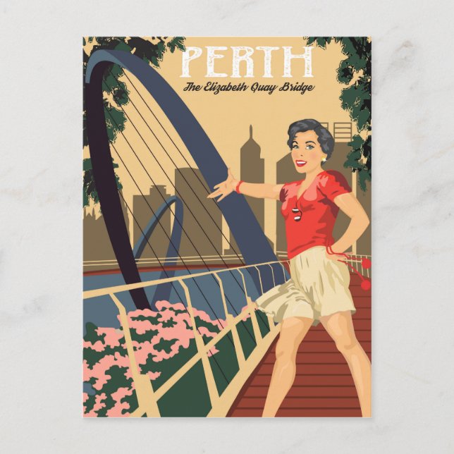 Perth, Elizabeth Quay Bridge, Australien Vykort (Framsida)