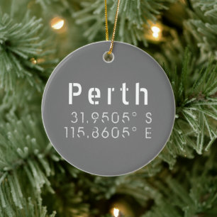 Perth Latitude Longitud Julgransprydnad Keramik