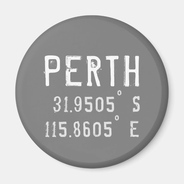 Perth Latitude Longitud Magnet (Framsidan)
