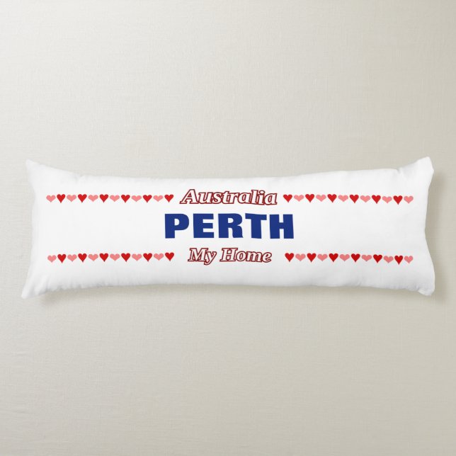 PERTH - My Home - Australien Röd- och Rosa-hjärtan Kroppskudde (Framsidan)