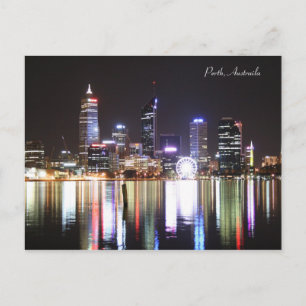 Perth Night Skyline - vykort