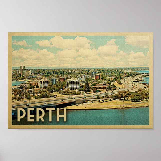 Perth Poster Vintage resor Poster Australien (Framsidan)