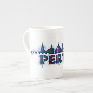 Perth Skottland Tartan Mugg Skotsk Benporslin Mugg