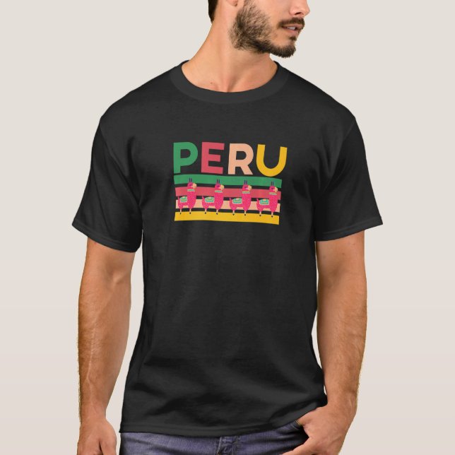 Peru Alpacas South America Vacation T Shirt (Framsida)