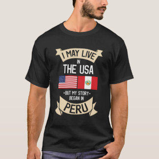 Peru American Flagga Usa Peruvian Roots T Shirt