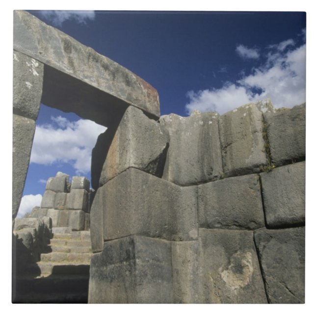 Peru, Cuzco, Sacsayhuamán fästning, bra exempel Kakelplatta (Framsidan)