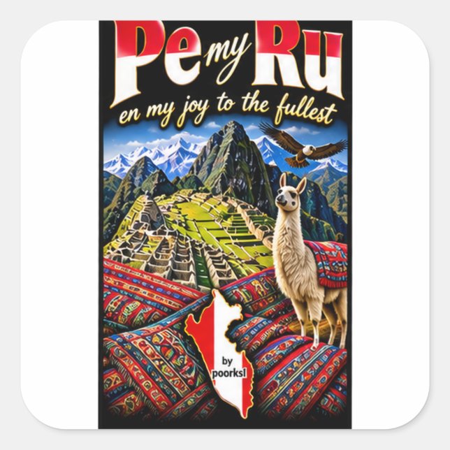Peru-dekal Fyrkantigt Klistermärke (Framsida)