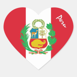 Peru-dekal, hjärta, patriotisk peruansk flagga hjärtformat klistermärke