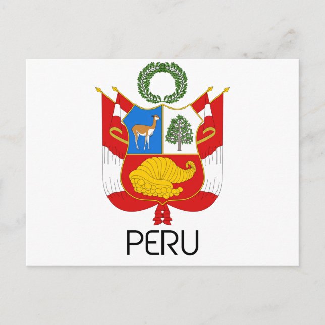 PERU - emblem/flagga/jackande av arm/symbol Vykort (Framsida)
