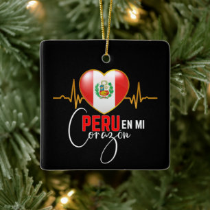 Peru en mi Corazon Peruvian-Pridet Julgransprydnad Keramik