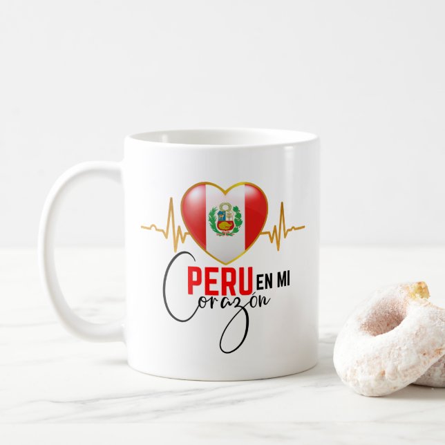Peru en mi Corazon Peruvian-Pridet  Kaffemugg (Med munk)