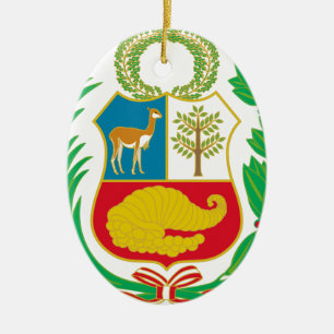 Peru - Escudo Nacional (medborgareemblemen) Julgransprydnad Keramik