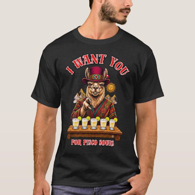 Peru Farbror Sam Lama Pisco Sour Inka 1821 T-shirt (Framsida)
