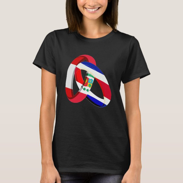 Peru Flag Costa Rica Grown Ring Marriage Wedding T Shirt (Framsida)