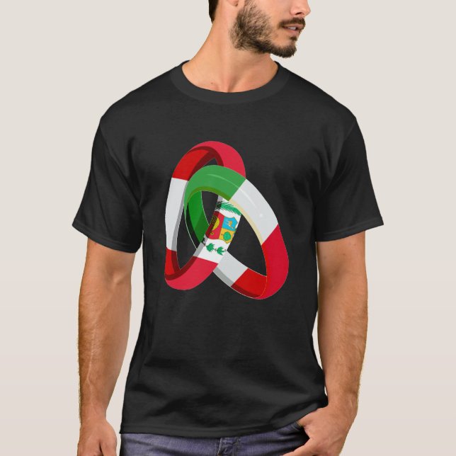 Peru Flag Italy Grown Ring Marriage Wedding T Shirt (Framsida)