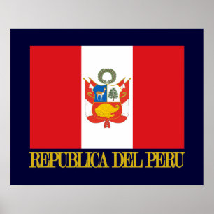 Peru Flagga & COA Poster