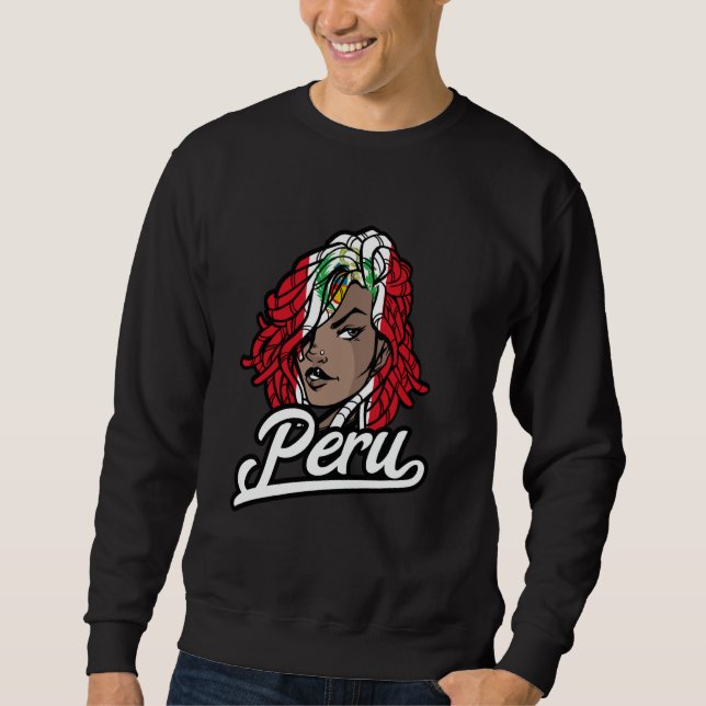 Peru Flagga Dreadlocks Peruvian Stolthet Kvinna Pe Lång Ärmad Tröja (Framsida)