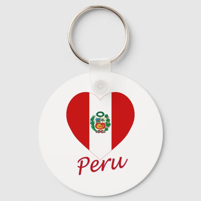 Peru Flagga Heart Nyckelring (Framsida)