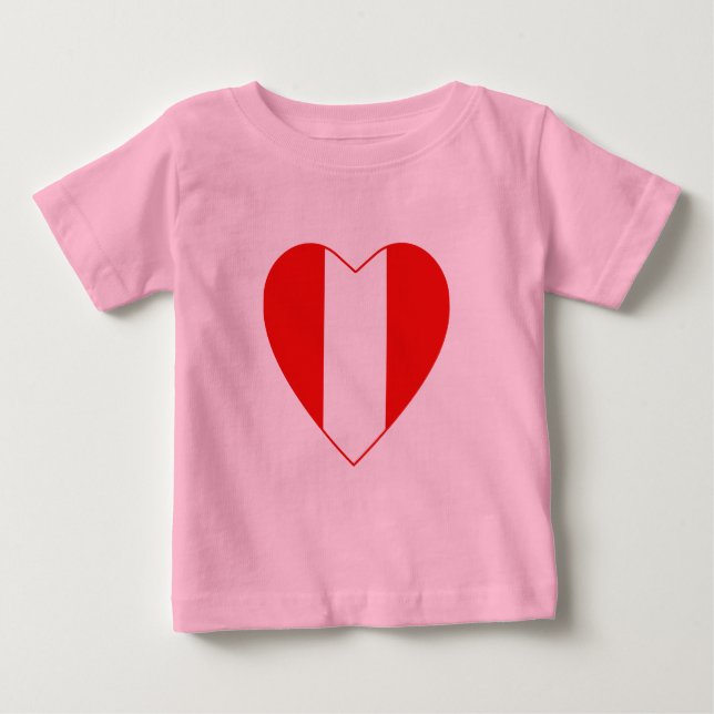 Peru Flagga Heart T-Shirt (Framsida)