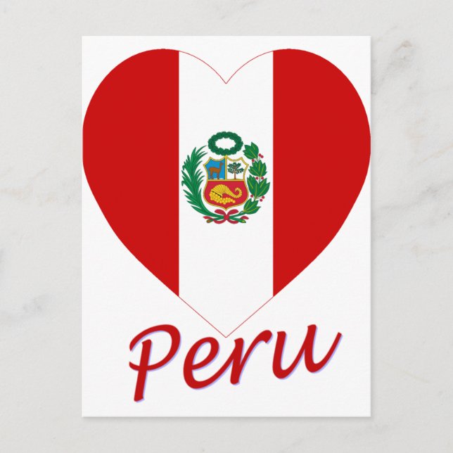 Peru Flagga Heart Vykort (Framsida)