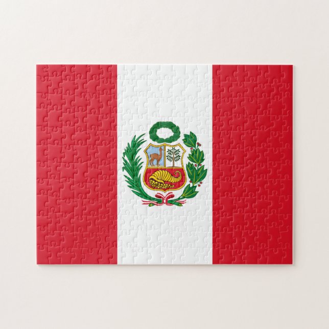 Peru Flagga Jigszle Puzzle Pussel (Horisontell)