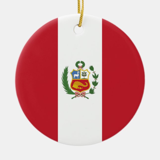 Peru flagga julgransprydnad keramik (Framsidan)