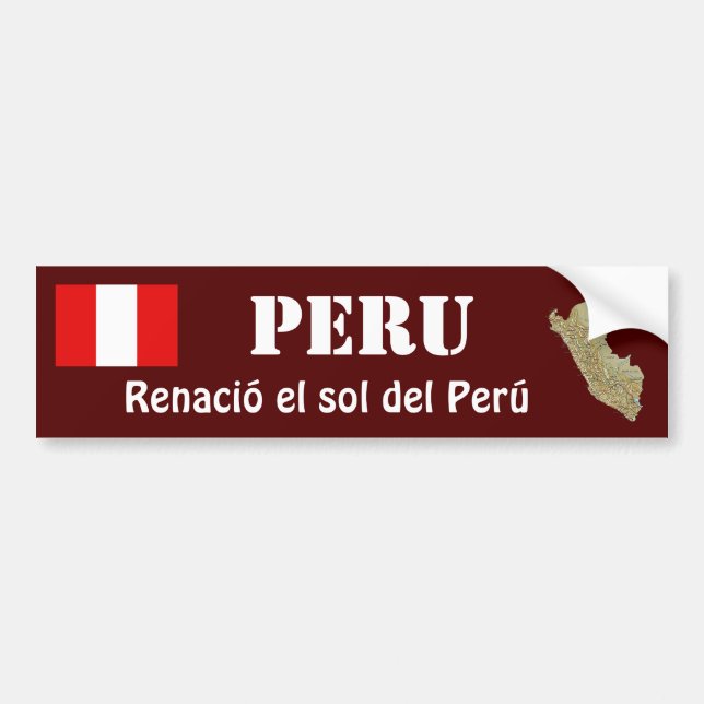 Peru flagga + kart dekal (Framsidan)