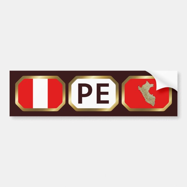 Peru flagga kartkod dekal (Framsidan)