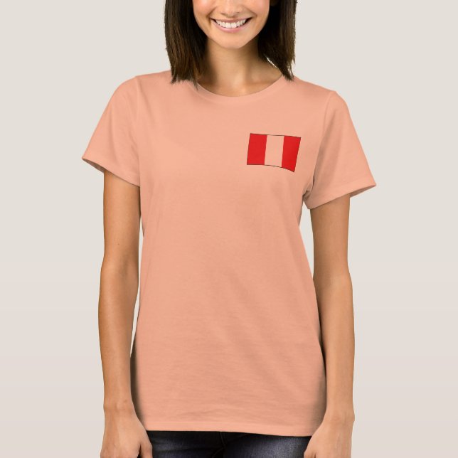 Peru Flagga + Karttröja Tee (Framsida)