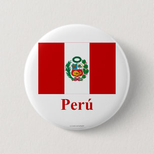 Peru flagga med namn i spanjor knapp