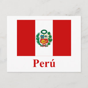 Peru Flagga med Namn på spanska Vykort
