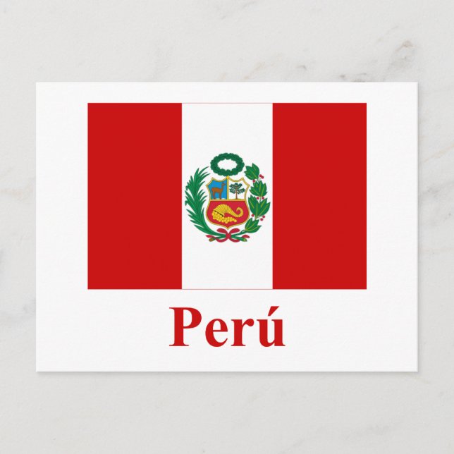 Peru Flagga med Namn på spanska Vykort (Framsida)