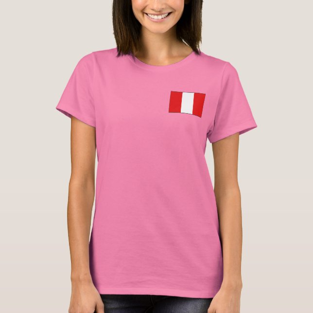 Peru Flagga och Karta dk T-Shirt (Framsida)