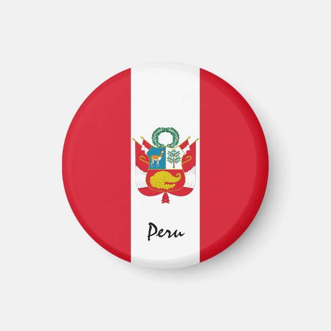 Peru, flagga och Sydamerika helgdag/sportfantaster Magnet (Framsidan)