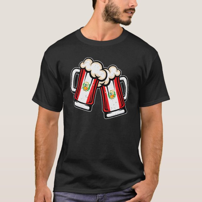 Peru Flagga Ölmugg   Cool Peruansk Öl T Shirt (Framsida)
