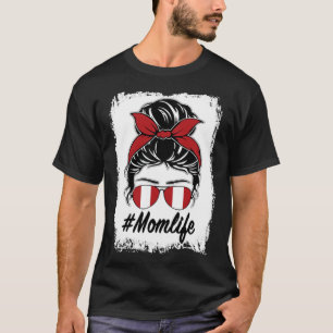 Peru Flagga Peruvian Mamma Messy Bun Mamma Life T Shirt