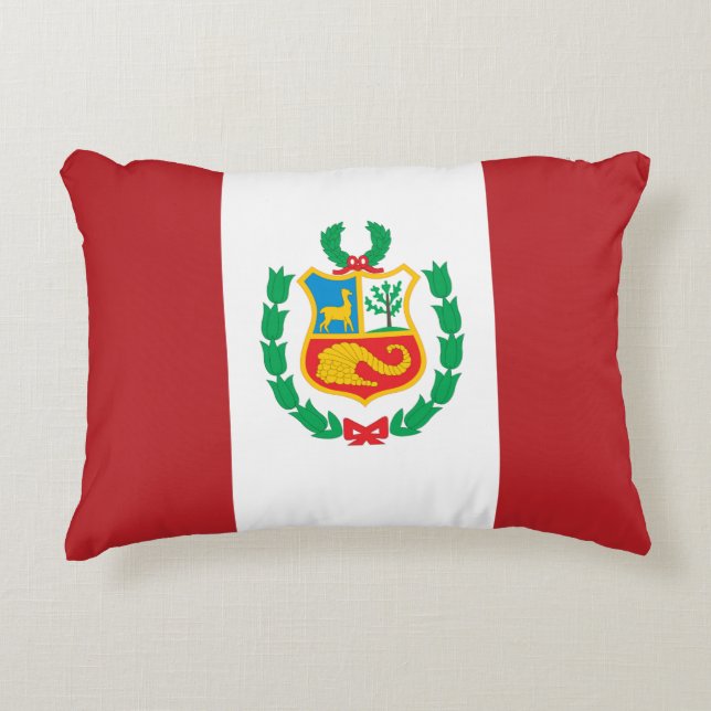 Peru flagga prydnadskudde (Framsidan)