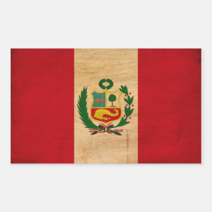 Peru Flagga Rektangulärt Klistermärke