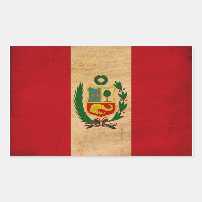 Peru Flagga Rektangulärt Klistermärke (Framsida)