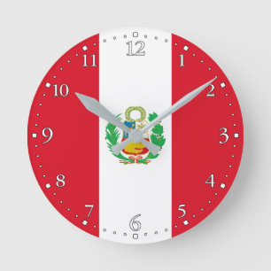 Peru Flagga Rund Klocka