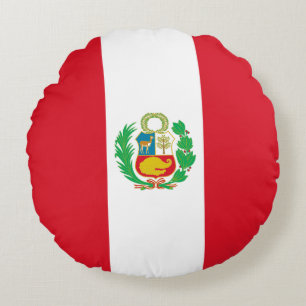 Peru Flagga Rund Kudde