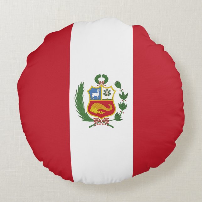 Peru flagga rund kudde (Baksidan)