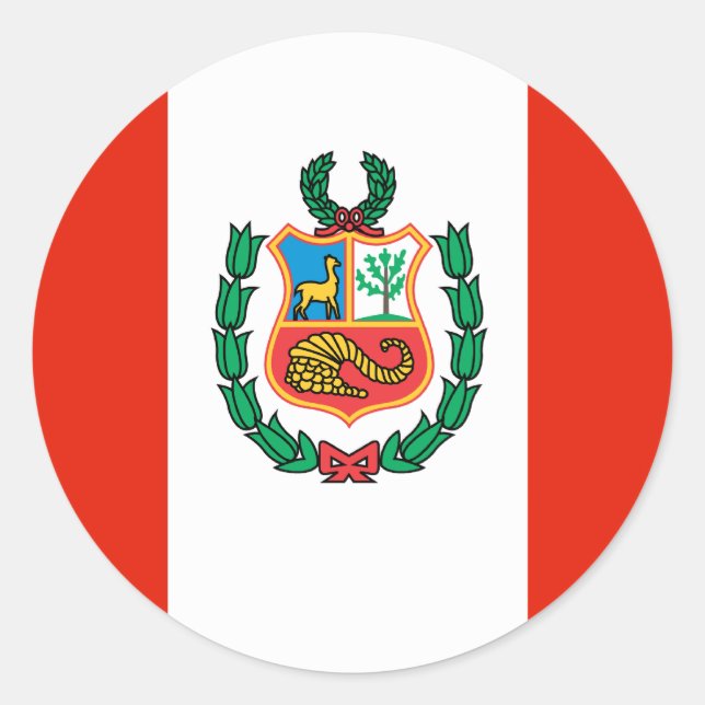 Peru Flagga Runt Klistermärke (Framsida)