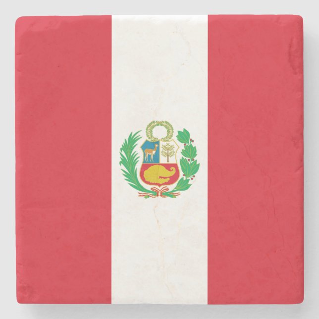 Peru Flagga Stenunderlägg (Framsidan)